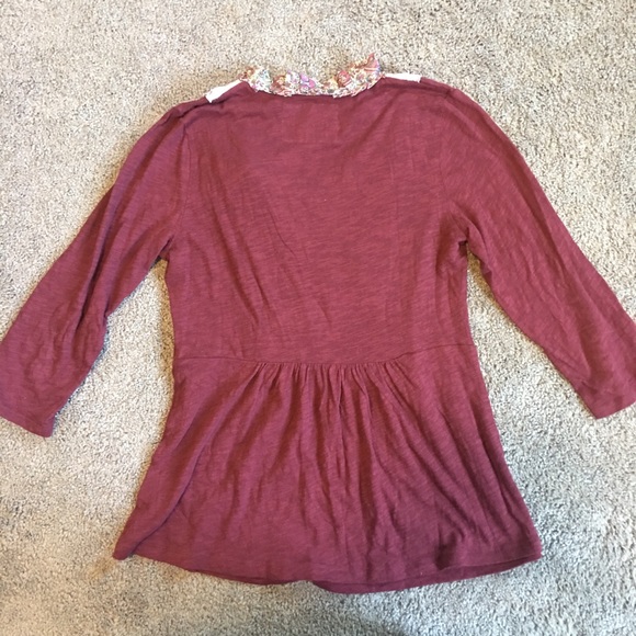 Anthropologie Deletta 3/4 Sleeves Embroidered Top - Picture 7 of 8